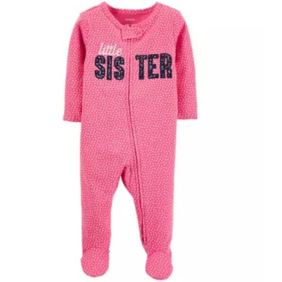 Carters Baby Girls Little Sister 2-Way Zip Cotton Sleep & Play Size 6 Months - Picture 1 of 6
